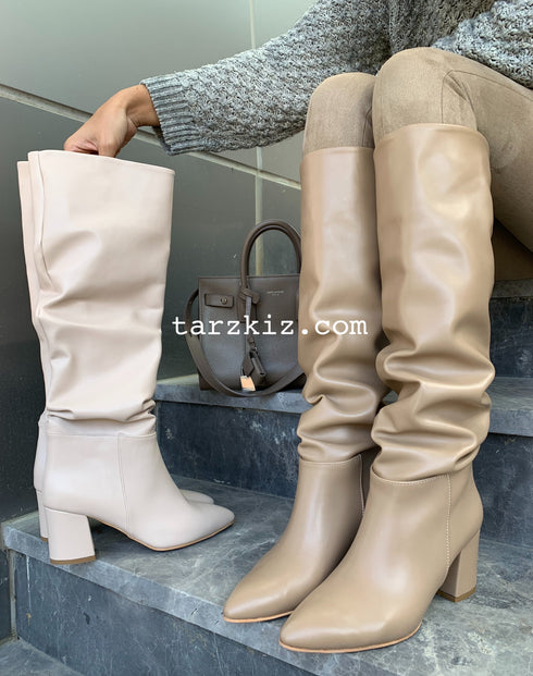 MOCHA KARAMEL DİZ ALTI ÇİZME